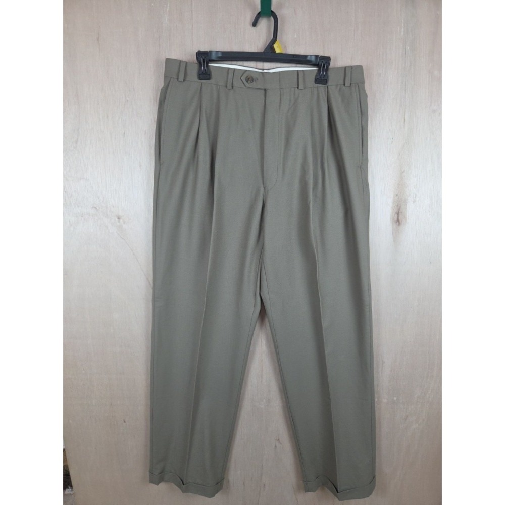 Vintage Ralph Lauren Total Comfort Wool Dress Pants 36x32 Pleated Front Cuff Hem